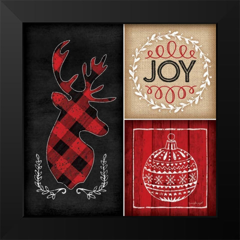 Plaid Christmas I Black Modern Wood Framed Art Print by Pugh, Jennifer