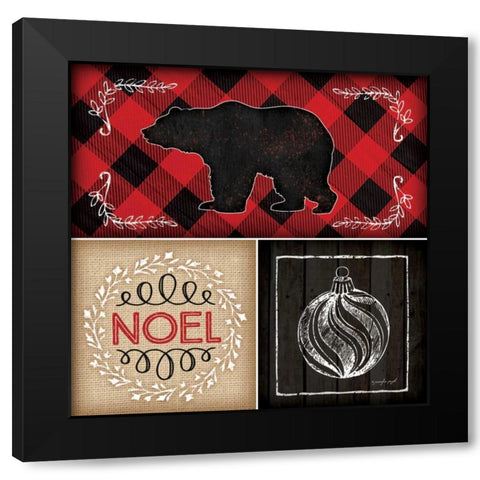 Plaid Christmas II Black Modern Wood Framed Art Print with Double Matting by Pugh, Jennifer