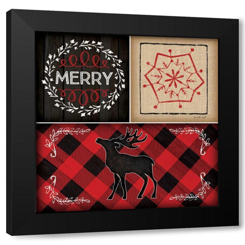 Plaid Christmas III Black Modern Wood Framed Art Print with Double Matting by Pugh, Jennifer