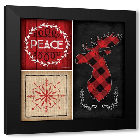 Plaid Christmas IV Black Modern Wood Framed Art Print with Double Matting by Pugh, Jennifer