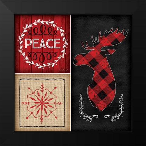 Plaid Christmas IV Black Modern Wood Framed Art Print by Pugh, Jennifer