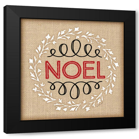 Burlap Noel Black Modern Wood Framed Art Print with Double Matting by Pugh, Jennifer