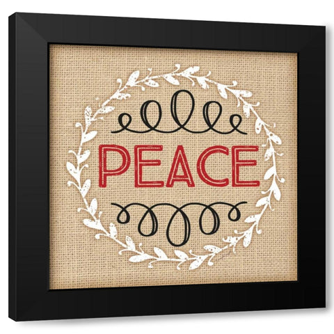 Burlap Peace Black Modern Wood Framed Art Print with Double Matting by Pugh, Jennifer