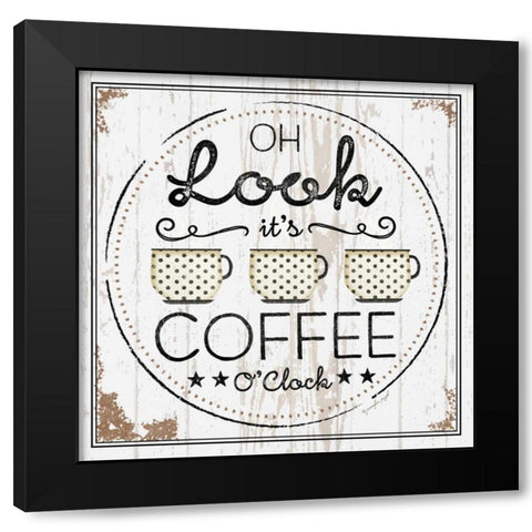Coffee Oclock Black Modern Wood Framed Art Print by Pugh, Jennifer