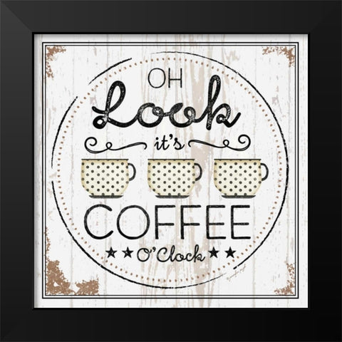 Coffee Oclock Black Modern Wood Framed Art Print by Pugh, Jennifer