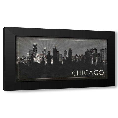 Chicago Silhouette Black Modern Wood Framed Art Print with Double Matting by Pugh, Jennifer