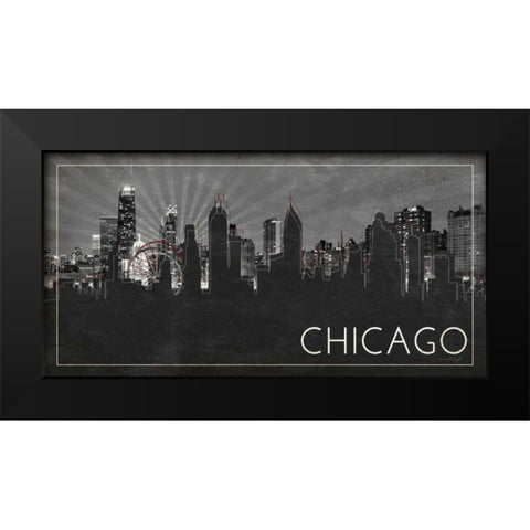 Chicago Silhouette Black Modern Wood Framed Art Print by Pugh, Jennifer