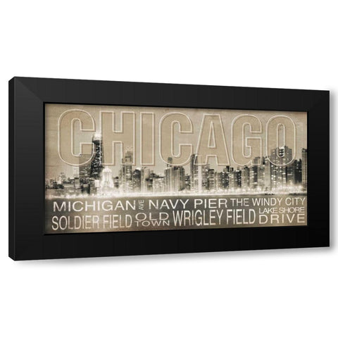 Chicago Black Modern Wood Framed Art Print with Double Matting by Pugh, Jennifer