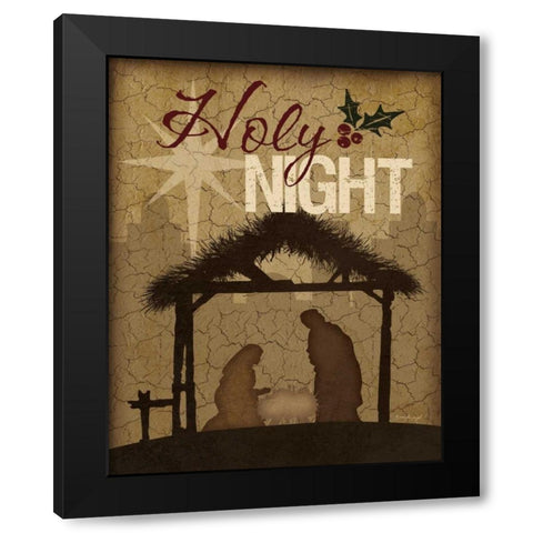 Holy Night Nativity Black Modern Wood Framed Art Print by Pugh, Jennifer