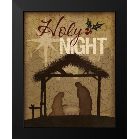 Holy Night Nativity Black Modern Wood Framed Art Print by Pugh, Jennifer