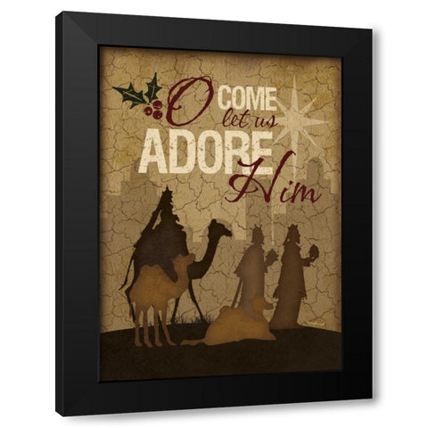 O Come Let Us Adore Him Wisemen Black Modern Wood Framed Art Print with Double Matting by Pugh, Jennifer