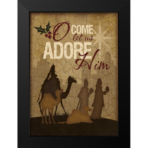 O Come Let Us Adore Him Wisemen Black Modern Wood Framed Art Print by Pugh, Jennifer