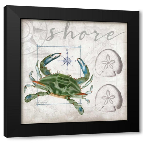 Coastal Crab Black Modern Wood Framed Art Print with Double Matting by Pugh, Jennifer