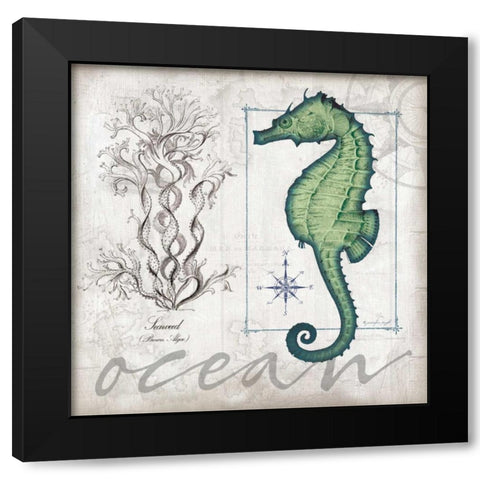 Coastal Seahorse Black Modern Wood Framed Art Print with Double Matting by Pugh, Jennifer