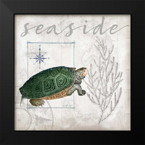 Coastal Turtle Black Modern Wood Framed Art Print by Pugh, Jennifer