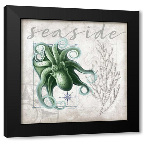 Coastal Octopus Black Modern Wood Framed Art Print by Pugh, Jennifer