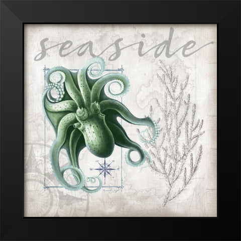 Coastal Octopus Black Modern Wood Framed Art Print by Pugh, Jennifer