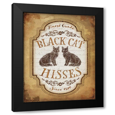 Black Cat Hisses Black Modern Wood Framed Art Print with Double Matting by Pugh, Jennifer