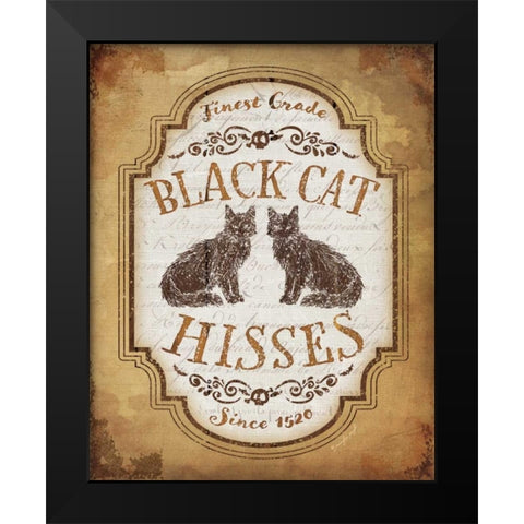 Black Cat Hisses Black Modern Wood Framed Art Print by Pugh, Jennifer