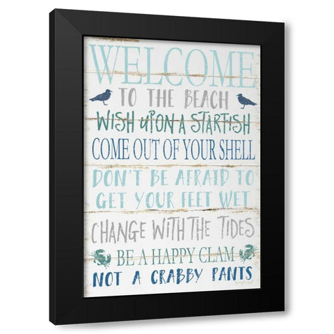 Welcome to the Beach Black Modern Wood Framed Art Print with Double Matting by Pugh, Jennifer