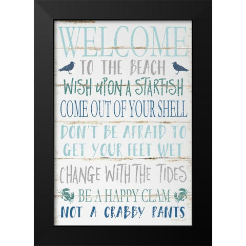 Welcome to the Beach Black Modern Wood Framed Art Print by Pugh, Jennifer