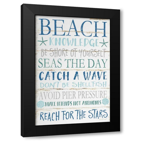 Beach Knowledge Black Modern Wood Framed Art Print with Double Matting by Pugh, Jennifer