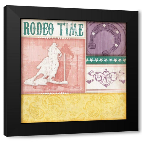 Cowgirl Rodeo Black Modern Wood Framed Art Print with Double Matting by Pugh, Jennifer