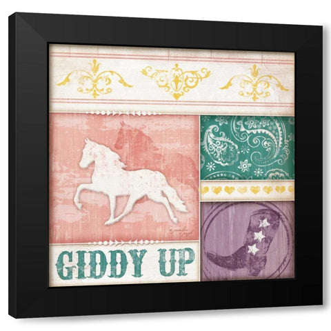 Cowgirl Giddy Up Black Modern Wood Framed Art Print with Double Matting by Pugh, Jennifer