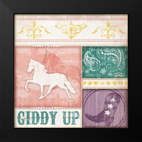 Cowgirl Giddy Up Black Modern Wood Framed Art Print by Pugh, Jennifer