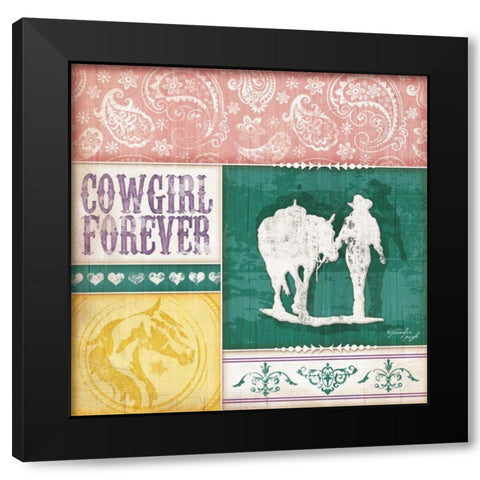 Cowgirl Forever Black Modern Wood Framed Art Print with Double Matting by Pugh, Jennifer