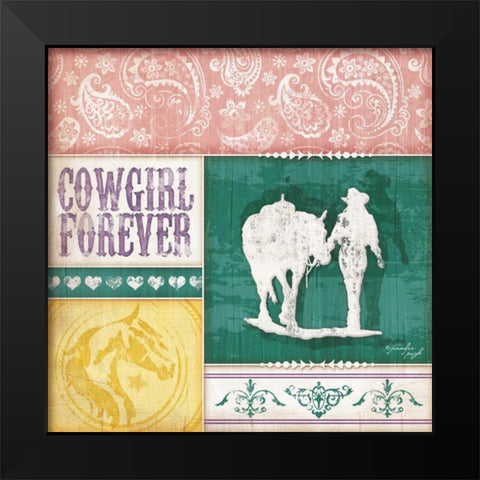 Cowgirl Forever Black Modern Wood Framed Art Print by Pugh, Jennifer