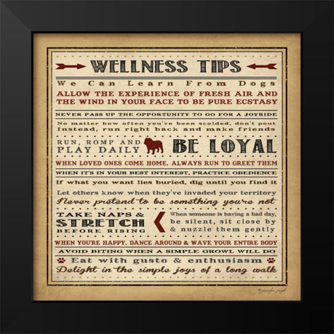 Wellness Tips II Black Modern Wood Framed Art Print by Pugh, Jennifer