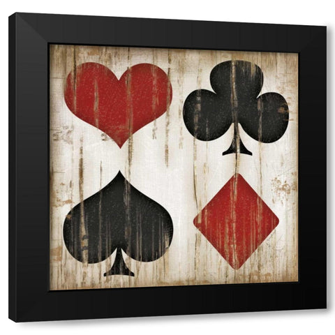 Playing Card Suits Black Modern Wood Framed Art Print with Double Matting by Pugh, Jennifer