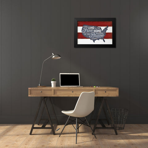 Land of the Free Black Modern Wood Framed Art Print by Pugh, Jennifer