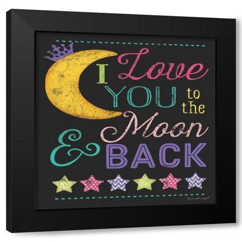 I Love You to the Moon Black Modern Wood Framed Art Print by Pugh, Jennifer