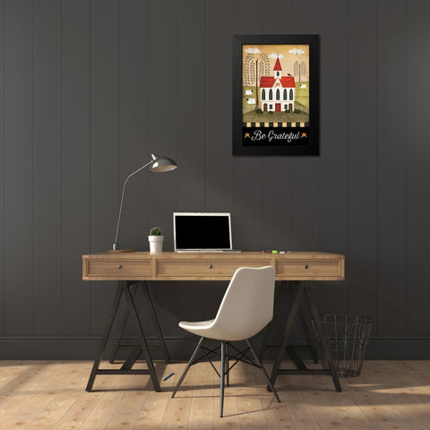 Be Grateful Black Modern Wood Framed Art Print by Pugh, Jennifer