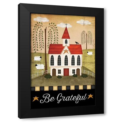 Be Grateful Black Modern Wood Framed Art Print with Double Matting by Pugh, Jennifer