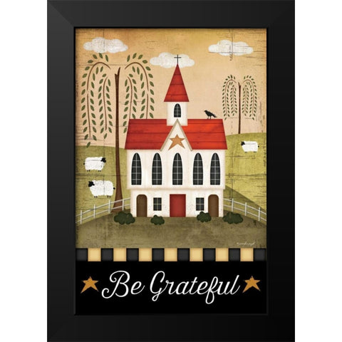 Be Grateful Black Modern Wood Framed Art Print by Pugh, Jennifer