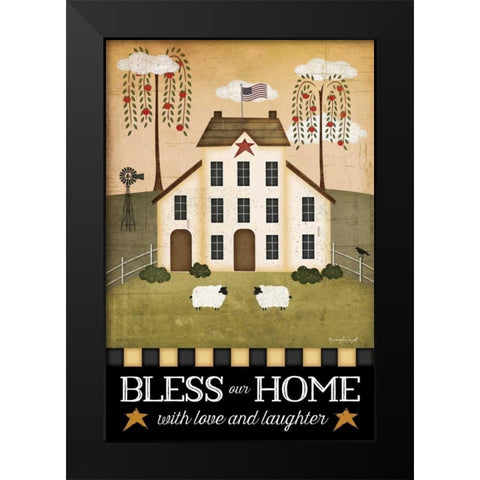 Bless Our Home Black Modern Wood Framed Art Print by Pugh, Jennifer