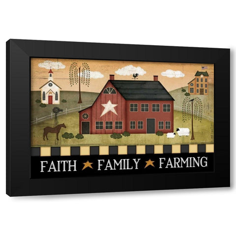 Faith, Family, Farming Black Modern Wood Framed Art Print by Pugh, Jennifer