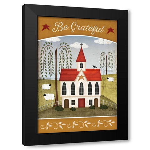 Be Grateful Black Modern Wood Framed Art Print with Double Matting by Pugh, Jennifer