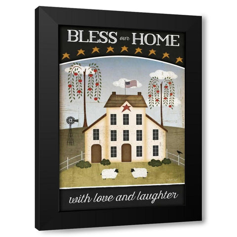 Bless Our Home Black Modern Wood Framed Art Print with Double Matting by Pugh, Jennifer