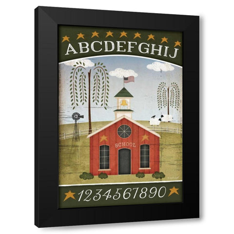 School ABC Black Modern Wood Framed Art Print with Double Matting by Pugh, Jennifer