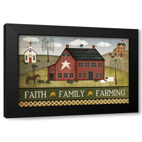 Faith, Family, Farming Black Modern Wood Framed Art Print with Double Matting by Pugh, Jennifer