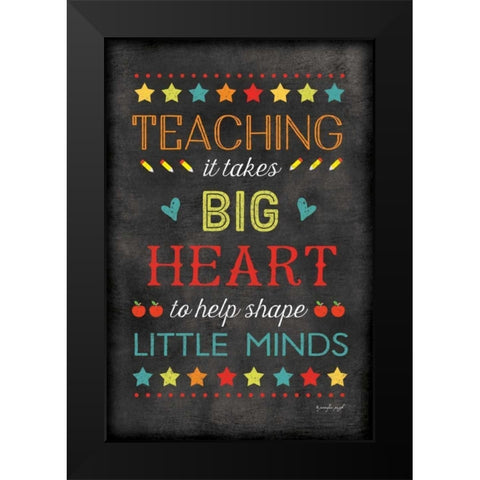 Teaching Big Heart Black Modern Wood Framed Art Print by Pugh, Jennifer