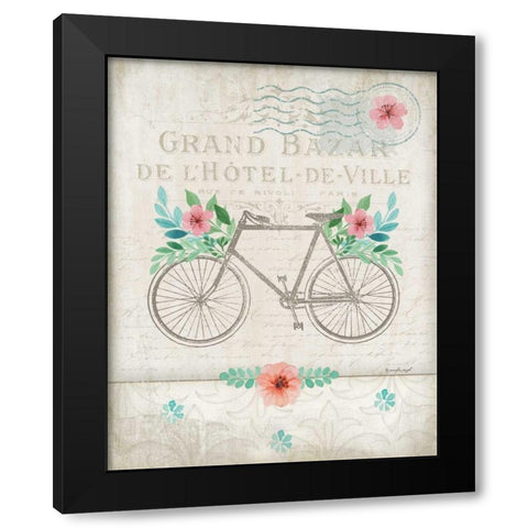 French Bike Black Modern Wood Framed Art Print with Double Matting by Pugh, Jennifer