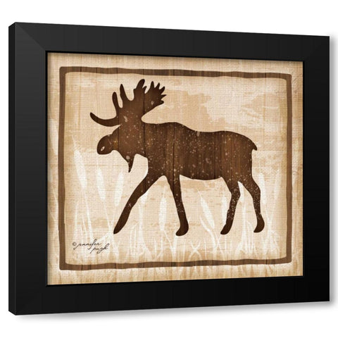 Moose Black Modern Wood Framed Art Print with Double Matting by Pugh, Jennifer