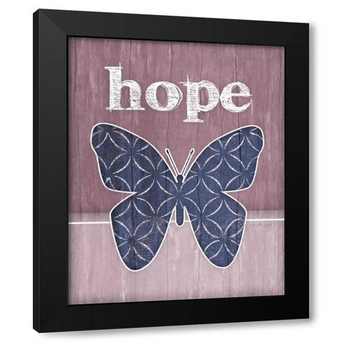 Hope Butterfly Black Modern Wood Framed Art Print with Double Matting by Pugh, Jennifer