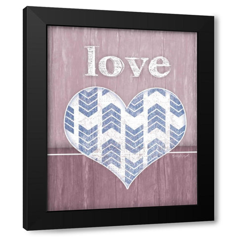 Love Heart Black Modern Wood Framed Art Print with Double Matting by Pugh, Jennifer