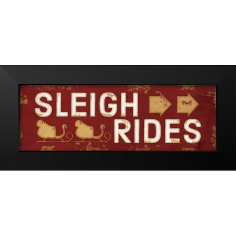 Sleigh Rides Christmas Black Modern Wood Framed Art Print by Pugh, Jennifer